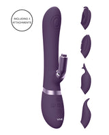 Vive Etsu Pulse G-Spot Rabbit Vibrator Purple with attachments for customizable dual stimulation.