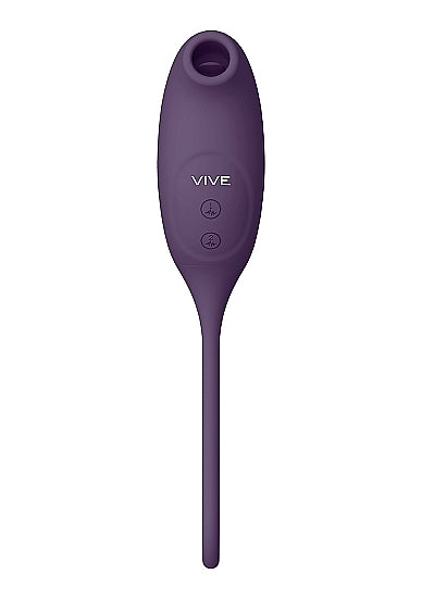 Vive Quino Air Wave Vibrating Egg Vibrator Purple with ergonomic design and control buttons.