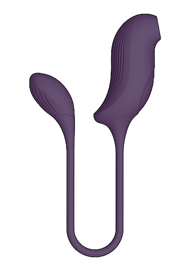 Vive Quino Air Wave Vibrating Egg Vibrator Purple showcasing its unique design with dual stimulation features.