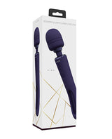 Shots Vive Kiku Double Ended Wand Vibrator Purple packaging design showcasing its sleek and innovative features.