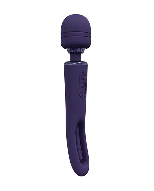 Shots Vive Kiku Double Ended Wand Vibrator Purple showcasing its sleek design and dual-motor features.