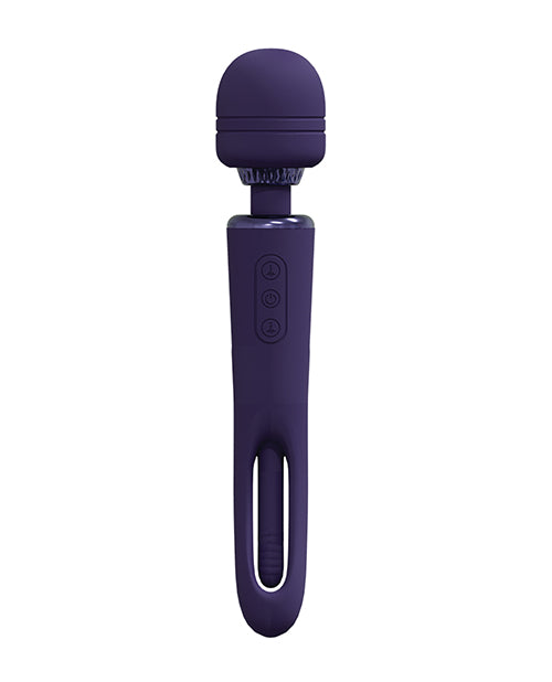 Shots Vive Kiku Double Ended Wand Vibrator Purple showcasing its sleek design and powerful dual-motor features.