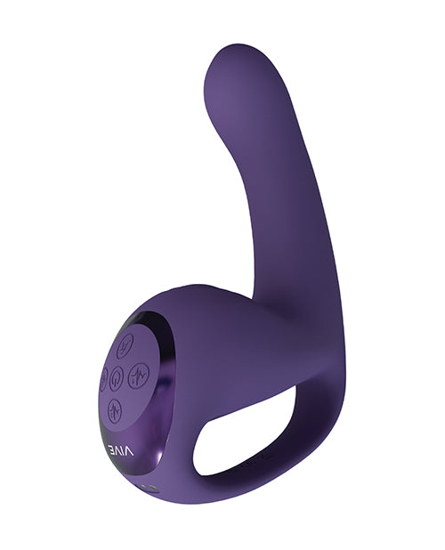 Vive Riko Triple Motor Silicone Vibrator Purple showcasing ergonomic design and user-friendly controls.