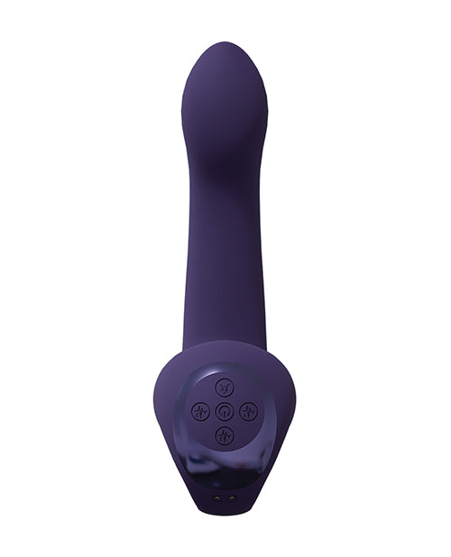 Vive Riko Triple Motor Silicone Vibrator Purple showcasing its sleek design and user-friendly controls.