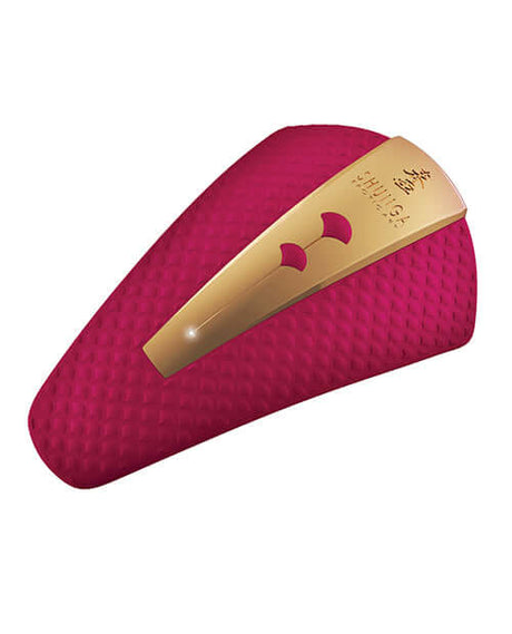 Shunga Obi Intimate Massager Raspberry with a textured design and gold accents for enhanced pleasure.