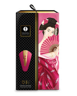 Shunga Obi Intimate Massager Raspberry packaging featuring elegant design and vibrant colors.
