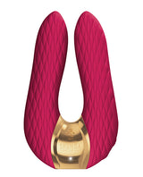 Shunga Aiko Intimate Massager Raspberry featuring dual motors and ultra-silky silicone for enhanced pleasure.