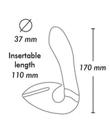 Dimensions of Shunga Soyo Intimate Massager Black showing insertable length and diameter.