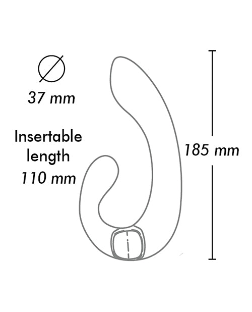 Dimensions of Shunga Miyo Intimate Massager Black, showing 37 mm diameter and 110 mm insertable length.