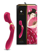 Shunga Zoa Intimate Massager Raspberry elegantly displayed with packaging, designed for comprehensive stimulation.