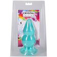 Crystal Jellies Double Pop Plug 6 Inch Teal in packaging showcasing its double curve design and vibrant color.
