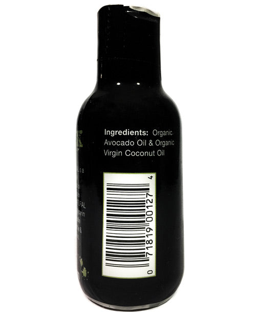 Spunk Natural Coconut Avocado Lubricant 2 oz bottle showing organic ingredients list.