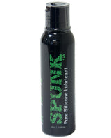 Spunk Pure Silicone Lube 4 Ounce bottle displaying its sleek design and branding for premium lubrication.