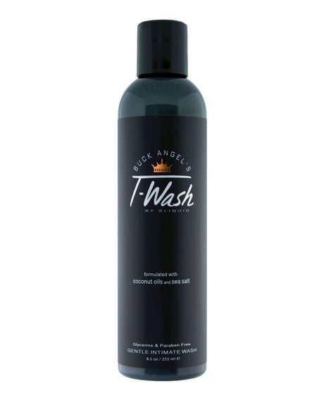 Sliquid Buck Angel T-Wash Intimate Cleanser 8.5 oz bottle with coconut oils and sea salt.