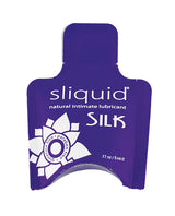 Sliquid Naturals Silk Lubricant 0.17 oz Pillow Pack packaging with purple design and flower logo