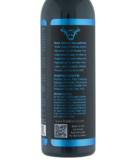 Sliquid Ride Rocco Seed Hybrid Cum Lube 8.5 Oz ingredient list and product details on the bottle packaging.