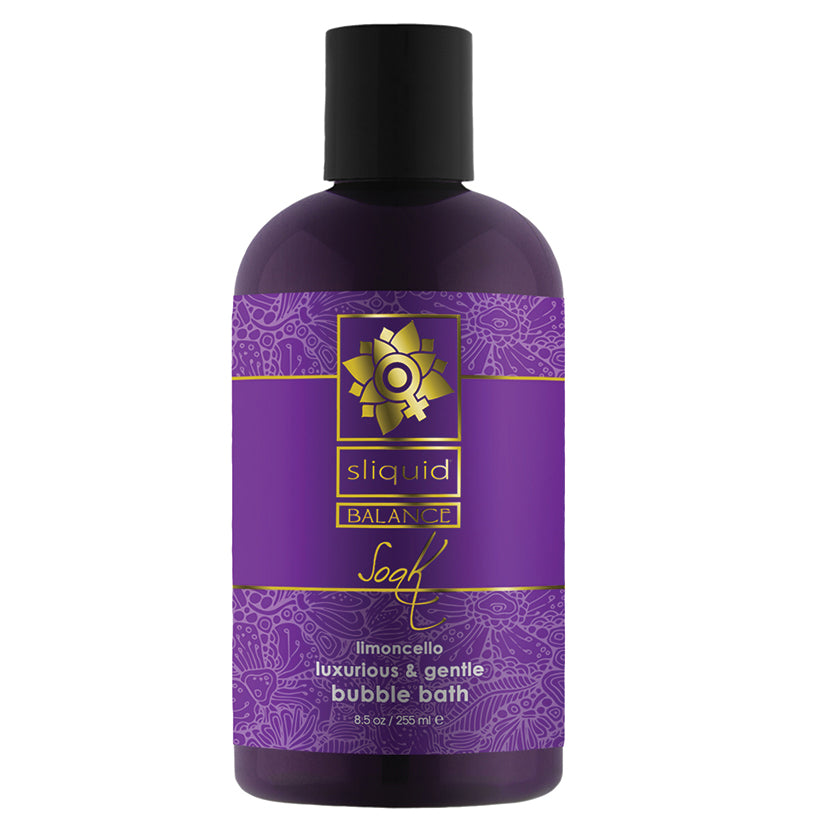 Sliquid Balance Bubble Bath Soak Limoncello 8.5 oz, luxurious bubble bath bottle with a refreshing scent.
