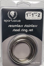 Spartacus Seamless Stainless Steel C Ring Set packaging showing three sizes of rings 1.5-inch, 1.75-inch, and 2-inch.