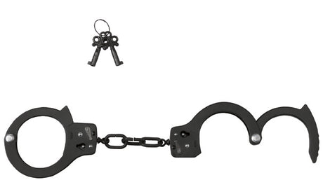 Spartacus Black Single Lock Handcuffs with keys for bondage and restraint fun.