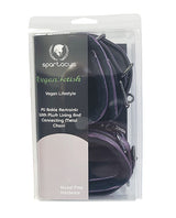 Spartacus Galaxy Legend Faux Leather Ankle Restraints Purple in packaging with metal chain and plush lining.