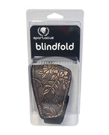 Spartacus Faux Fur Lining Blindfold Brown Floral Print in packaging, showcasing elegant floral design.