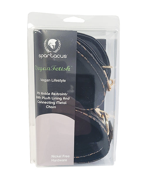 Spartacus Faux Fur Ankle Restraints Brown Floral Print in packaging for restraint play.