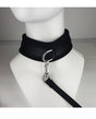 Spartacus Collar & Leash Neoprene Black showcasing a soft neoprene collar with a matching leash on a mannequin.