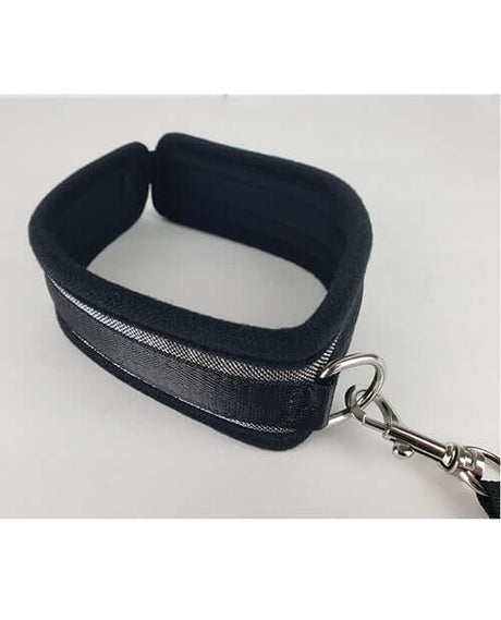 Spartacus Collar and Leash Neoprene Silver detailed view showcasing padded collar with silver accents.