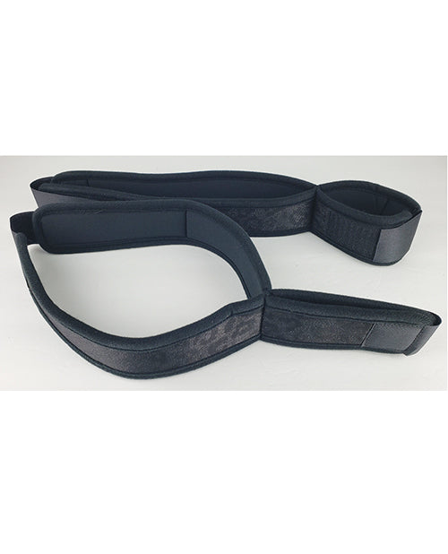 Spartacus Wrist to Thigh Cuffs Neoprene Black showing black neoprene restraint design for bondage play.