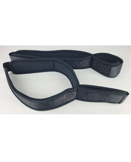 Spartacus Wrist to Thigh Cuffs Neoprene Black showing black neoprene restraint design for bondage play.