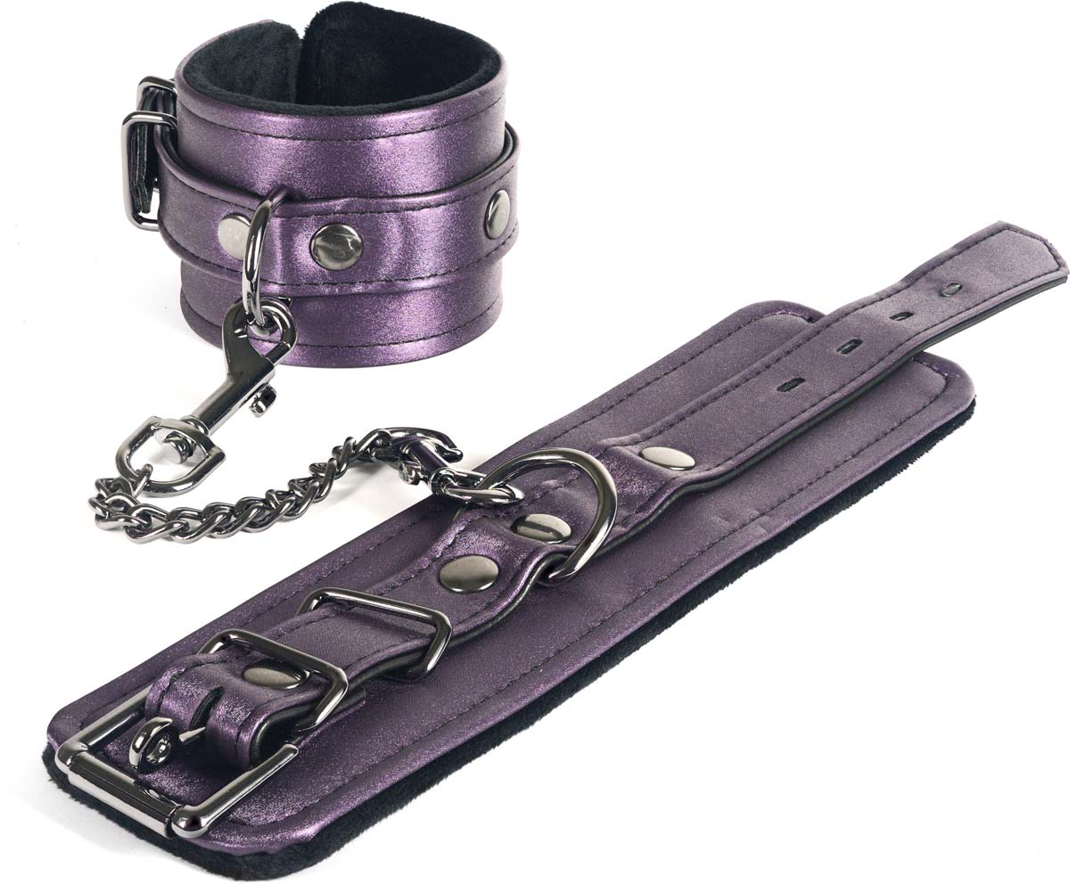 Spartacus Galaxy Legend Wrist Restraints Faux Leather Purple featuring stylish design and secure comfort for bondage play.