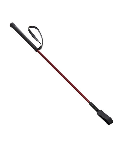 Sex & Mischief Enchanted Crop 25.75 Inch Burgundy with black tip and handle, perfect for controlled sensation play.