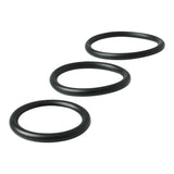 Sex & Mischief Nitrile Cockring 3 Pack Black displaying three graduated nitrile rings in black.