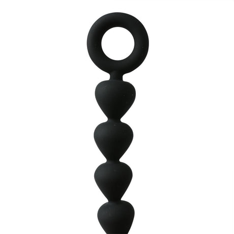 Sex & Mischief Black Silicone Anal Beads featuring smooth graduated beads for backdoor exploration.