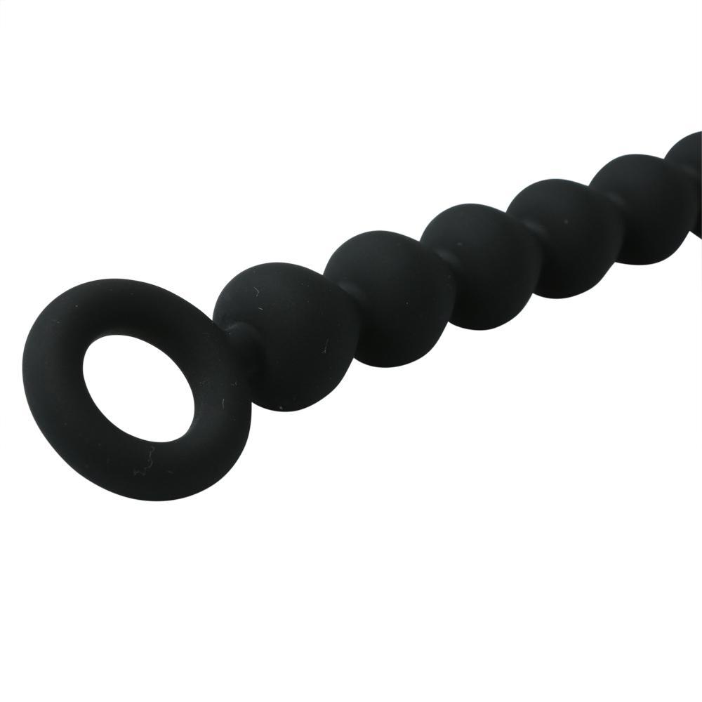 Sex & Mischief Black Silicone Anal Beads, smooth graduated beads for pleasurable backdoor exploration.