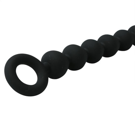 Sex & Mischief Black Silicone Anal Beads, smooth graduated beads for pleasurable backdoor exploration.