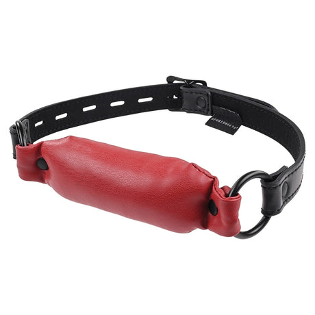 Sportsheets Saffron Soft Bit Gag featuring a bright scarlet bit for comfortable and stylish intimate play.