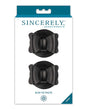 Sincerely Bow Tie Pasties Black Faux Leather packaging featuring two black bow-shaped pasties.