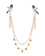 Sincerely Amber Chain Nipple Jewelry featuring a gold chain design with decorative beads for sensual allure.