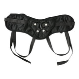 Sportsheets Plus Size Beginners Black Strap-On Harness in black fabric with adjustable straps.