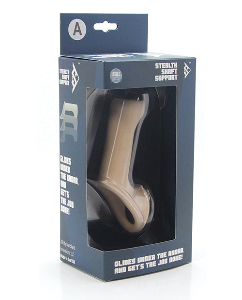 Stealth Shaft Support Smooth Sling Size A Vanilla packaging showcasing discreet design and product features.