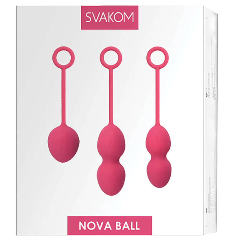 Svakom Nova Silicone Kegel Exercise Ben Wa Ball Set Plum Red