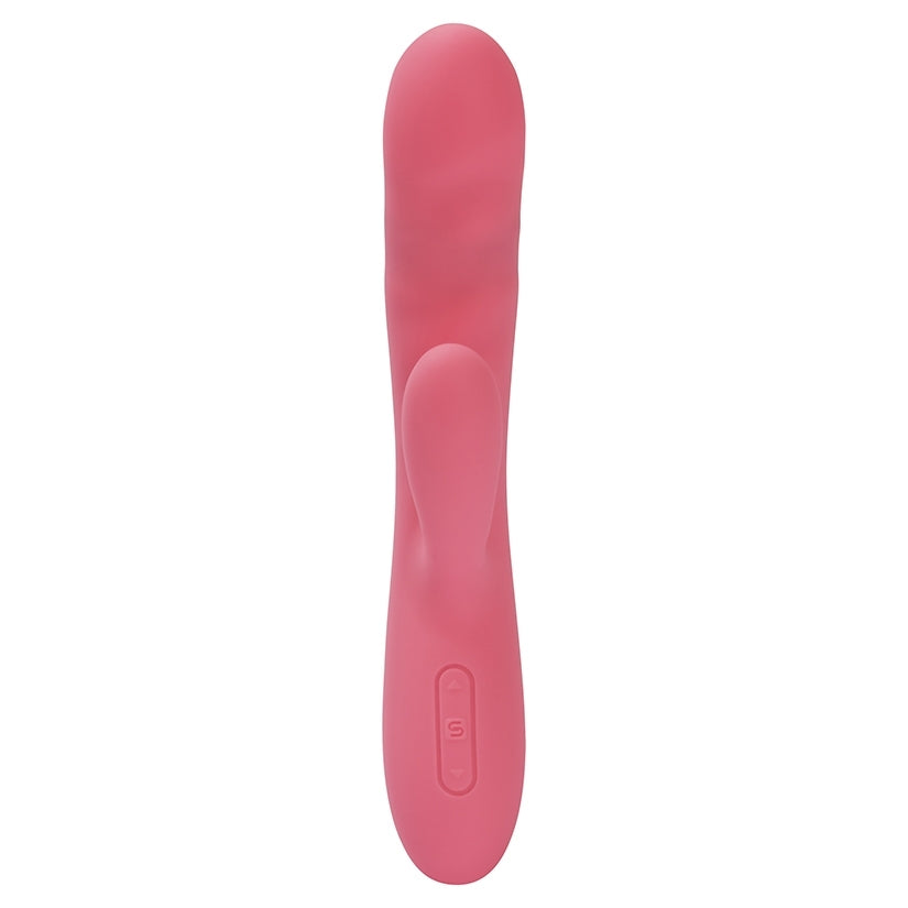 Svakom Avery Rabbit Vibrator Strawberry Pink, a sleek and vibrant dual-stimulation massager with ergonomic design.