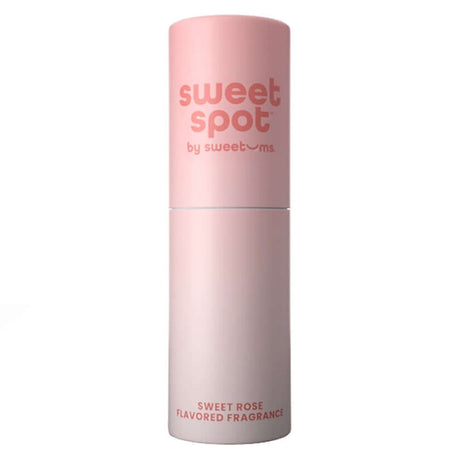 Sweetums Sweet Spot Sweet Rose Kissable Fragrance bottle featuring a soft pink design.