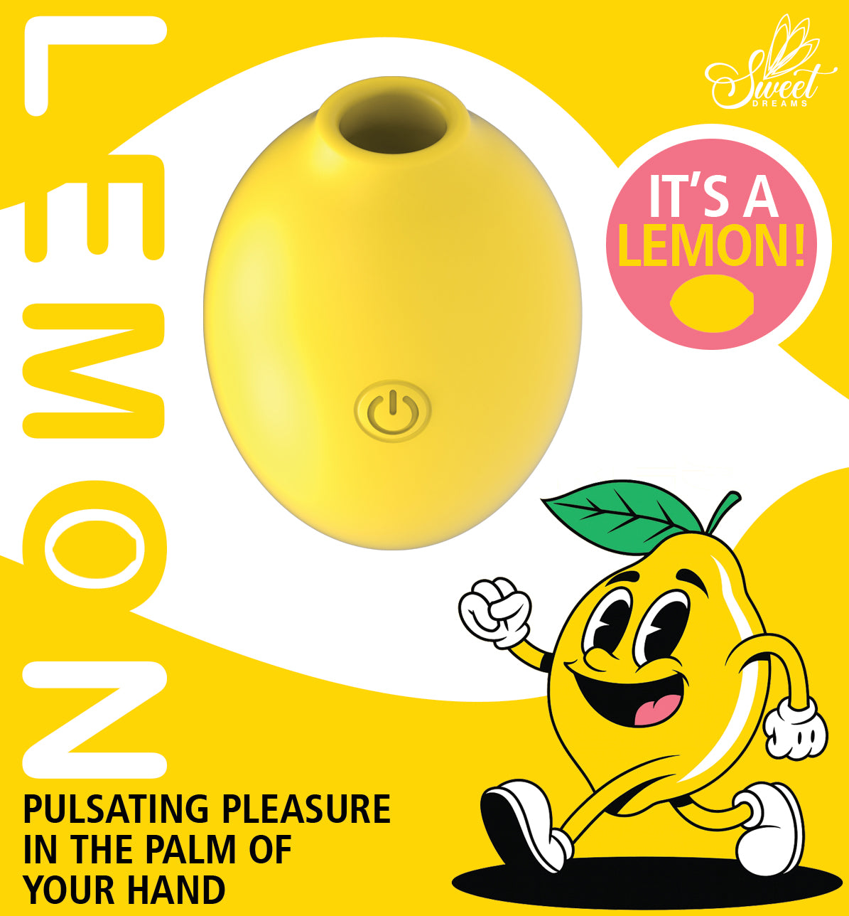 Lemon Air Suction Clitoral Massager features a playful lemon shape for pulsating pleasure in the palm of your hand.