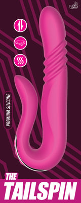Tailspin Thrusting Dual Stimulating Rabbit Vibrator in vibrant pink, showcasing its sleek design and premium silicone material.