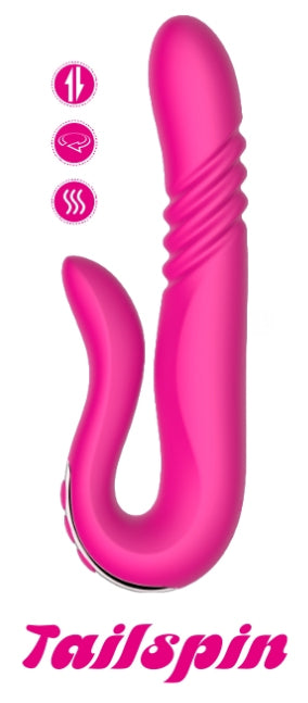 Tailspin Thrusting Dual Stimulating Rabbit Vibrator in vibrant pink, designed for dual stimulation and immersive pleasure.