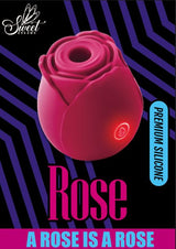 Rose Air Suction Clitoral Stimulator in vibrant pink silicone, featuring a rose design and touch control.