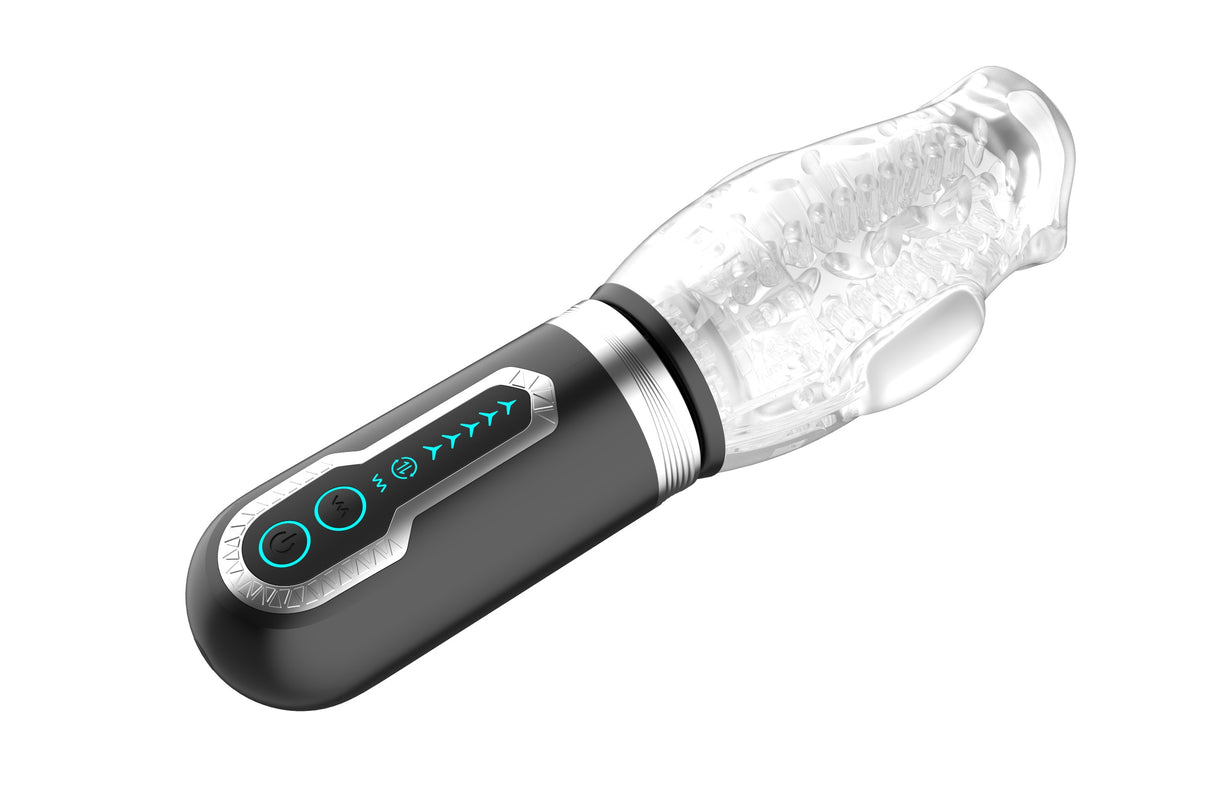 Thrusting 360 Rotating Male Stroker featuring advanced controls and textured surface for enhanced stimulation.