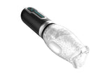 Thrusting 360 Rotating Male Stroker showcasing its transparent design and intuitive control panel.
